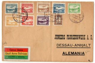 1930 Bolivia To Germany Special Flight Cover,  Fantastic Franking,  Rare