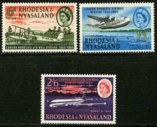 Rhodesia & Nyasaland Sc 180 - 182 1962 Rhodesia - London Airmail Cpl Set Og Nh