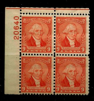 United States Scott 714 Plate Block (4) Washington Bi Centennial 9 Cent Lh $35
