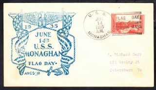 Destroyer Uss Monaghan Dd - 354 Flag Day 1935 Naval Cover (611)