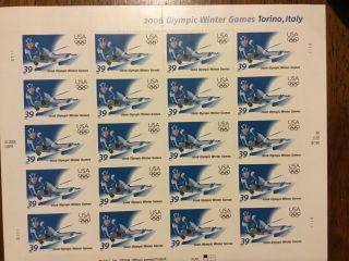 Us 3995 2006 Torino Winter Olympics Sheet Of 20 Mnh