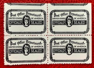 1919 Us Post Offices Seals Sc Ox21 Block Of 4 Mnh/og