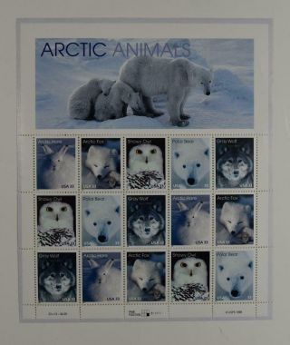 Us Scott 3288 - 3292 Pane Of 15 Arctic Animals 33 Cents Face Mnh