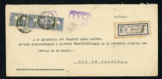 Uruguay Postal History: Lot 1 1923 Reg Montevideo - Rio De Janeiro $$$