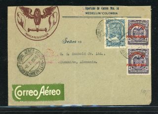 Colombia Postal History: Lot 3 1926 Air Provisionals Medellin - Chemnitz $$$