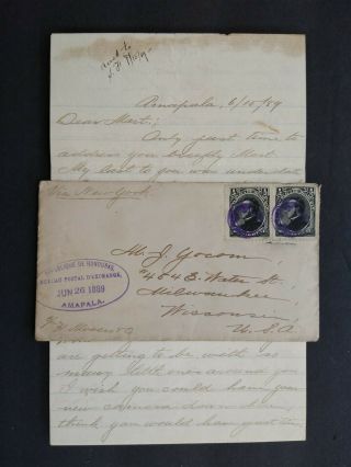 Honduras: Amapala 1889 Cover To Milwaukee,  Wisconsin,  Usa,  Long Letter