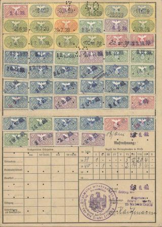 Germany Nazi Era Social Insurance Card Revenues 1940 Leipzig Fiscal