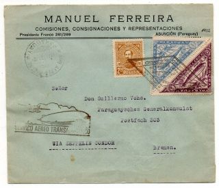 1932 Paraguay To Germany Zeppelin Cover,  Gillette Advertising,  Wow