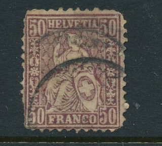 D267409 Switzerland 1881 Sitting Helvetia Granite Paper 50 C.