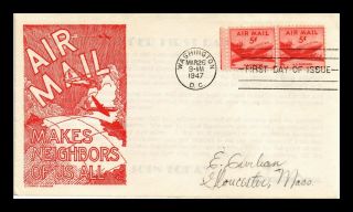 Us Cover Air Mail 5c Fdc Pair Scott C33 Anderson Cachet