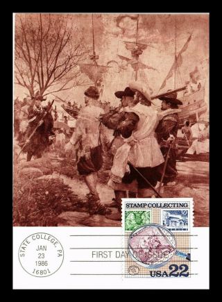 Us Postcard Stamp Collecting Swedish Finnish Settlers Fdc Maxi Card