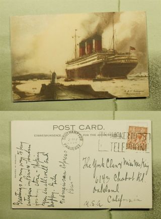 Dr Who 1932 Gb Paquebot Rms Berengaria Ship Postcard Southampton To Usa E53026