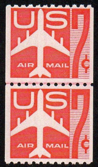 C61 7c Red Jet Air Mail Coil Line Pair Mnh