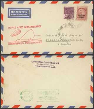 Brazil 1933 - Zeppelin Flight Air Mail Cover To Germany 30566/11