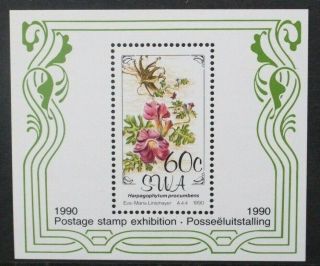 South West Africa Swa 1990 Postage Stamp Exhibition: Flowers.  Souvenir Sheet Mnh
