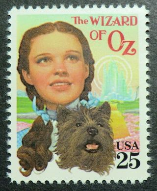 2445 Mnh 1990 25c Wizard Of Oz Dorothy Toto Judy Garland L.  Frank Baum Fleming