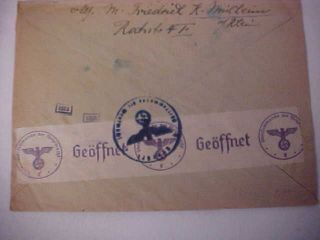 Ww2 German Stamped Envelop With Censor Ink Stamps On The Back