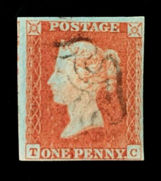 1841 1d Red Imperf Plate 11 Re - Entry Tc With 4 Large Margins
