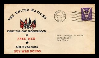 Dr Jim Stamps Us United Nations Patriotic Wwii Cover Buy War Bonds 1944