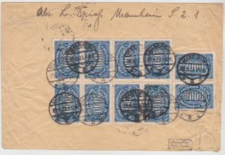 Germany Dr 1923 (29.  8. ) Inflat.  Cover Mannheim Mi 253 B (10) Correct Colour Expert.