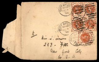Mayfairstamps Great Britain Cover 1896 Guildford To Nyc Ny Usa Block Wwb48711