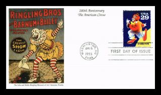 Us Cover American Circus Clown 200th Anniversary Fdc Mystic Cachet