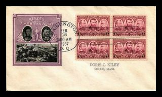 Us Cover Army Heroes Block Of 4 Fdc Scott 787 Ioor Cachet