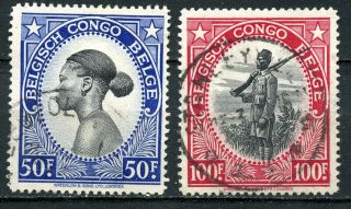Belgium Congo 1943,  Scott 226 & 227,  And Hinged,  Complete Series.