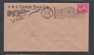 Usa 1897 Chase Bags Advertising Cover St Louis Missouri Flag Cancel To Iowa