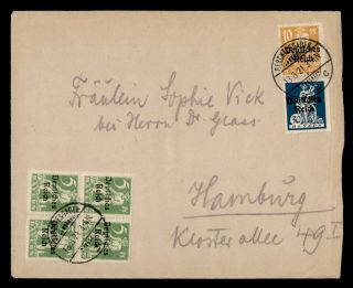 Dr Who 1921 Germany Ovpt Block Berchtesgaden To Hamburg E45485