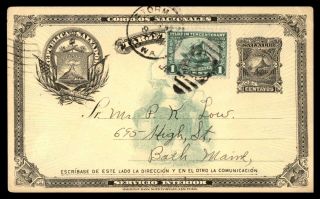 Us El Slavador Mixed Franking 1921 Stationery Card Iowa To Bath Maine