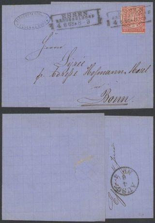 Germany North Germany Conf.  1868 - Cover Essen To Bonn 35140/3