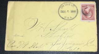 1883 San Luis Rey California W Letter And Stamp