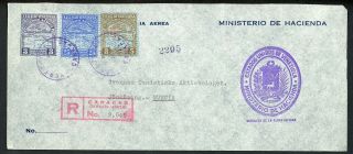 Venezuela Postal History: Lot 4 1937 Reg Perfin G.  N.  Caracas - Sweden $$$$