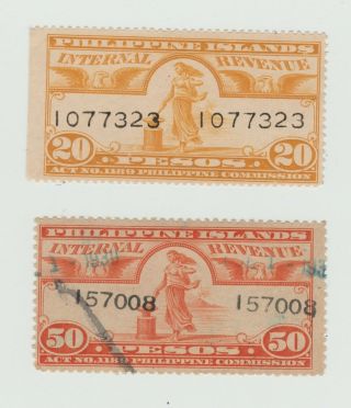 Usa Philippines Customs Revenue Stamp 3 - 2 - G - Large Format