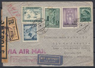Austria 1947 Reg Airmail Cover To Brasil With Censor / Rrr