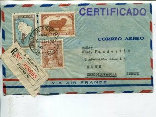 Argentina Air France Reg Air Mail Cover To Czechoslovakia 1936