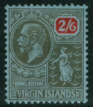 Sg 84 Virgin Islands 1922 - 2/6d Black & Red/blue (crown Ca) - Mounted