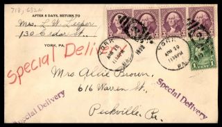 York Pa Apr 29 1933 Special Delivery Cover To Peckville With Rpo Cancel On Back