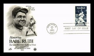 Us Cover Babe Ruth Baseball 50th Anniversary All Star Game Fdc Artcraft