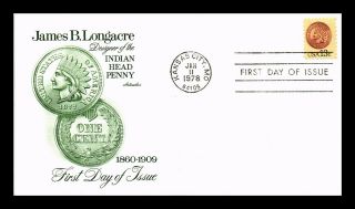 Dr Jim Stamps Us Indian Head Penny First Day Cover Scott 1734 James B Longacre