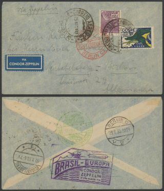 Brazil 1933 - Zeppelin Flight Air Mail Cover To Germany 30566/12