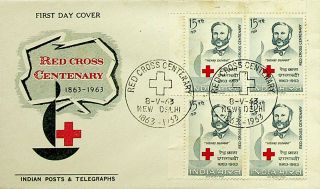 India 1963 Red Cross Centenary 4v On Illustrated Fdc With Sp Cachet Cancel - K468