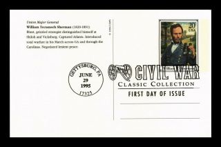 Dr Jim Stamps Us General William Sherman Civil War First Day Postal Card