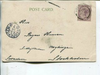 Great Britain Picture Post Card From Grimsby To Sweden 1901