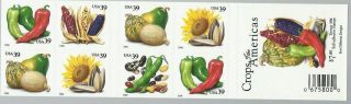 Us,  4008 - 4012b 39¢ Crops Of The Americas Booklet Pane Of 20 Mnh