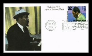 Us Cover Thelonious Monk Jazz Composer Pianist Music Legends Fdc Mystic