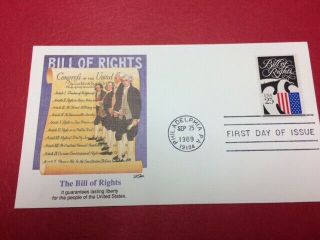 2421 Fdc 1989 Fleetwood 25c Bill Of Rights
