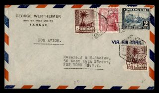 Dr Who 1940 Spanish Morocco Tangier Mixed Frank Combo Airmail To Usa E72577