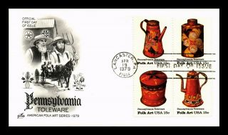 Dr Jim Stamps Us Pennsylvania Toleware First Day Cover Scott 1775 - 78 Art Craft